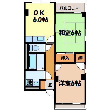 テラス明(2DK/3階)の間取り写真