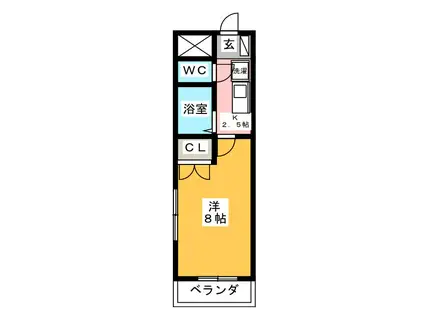 名鉄各務原線 田神駅 徒歩18分 3階建 築28年(1K/3階)の間取り写真