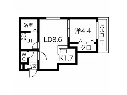 ソミューム八軒(1LDK/1階)の間取り写真