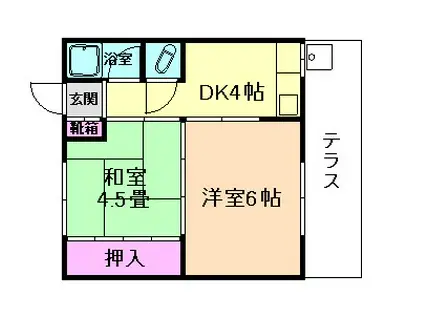 阪急箕面線 箕面駅 徒歩9分 2階建 築59年(2DK/1階)の間取り写真