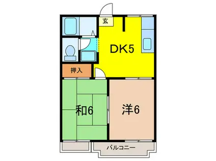 シェーネス仁川(2DK/2階)の間取り写真