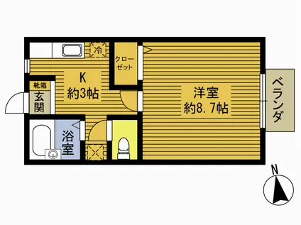 エスポワール安岐III(1K/1階)の間取り写真