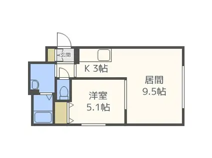 グリュックス・クレー平岸弐番館(1LDK/4階)の間取り写真