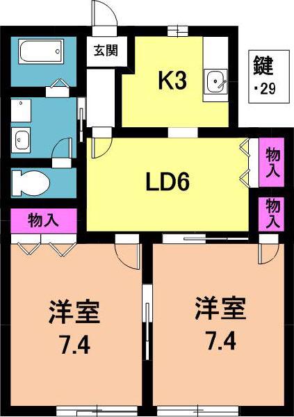 G・Hガーデンハイム(2LDK/1階)の間取り写真