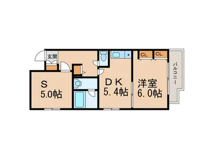 シャルマンフジ中之島弐番館(1SDK/2階)の間取り写真