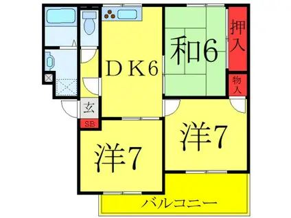 ジュネス戸田(3DK/1階)の間取り写真