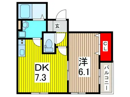 ONE S STAGE川口幸町(1DK/1階)の間取り写真
