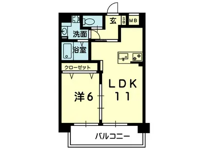 LIBERTY HOUSE III(1LDK/2階)の間取り写真