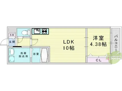 モダンアパートメント梅田ノース(1LDK/3階)の間取り写真