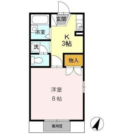 ファミール堀部III A棟(1K/1階)の間取り写真