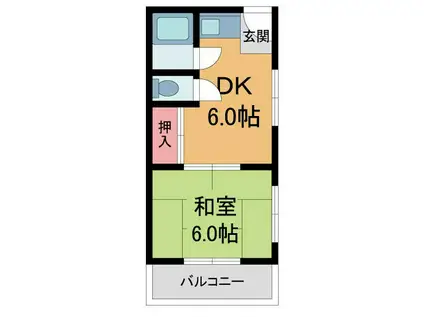 香風マンション(1DK/3階)の間取り写真