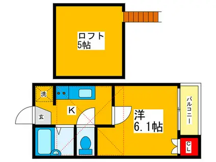 ナテュールD・K(1K/2階)の間取り写真