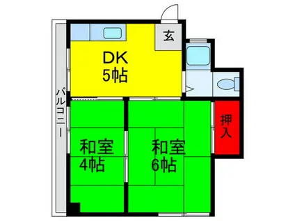 菊水マンション(2DK/4階)の間取り写真