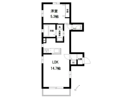 カルム小石川(1LDK/1階)の間取り写真