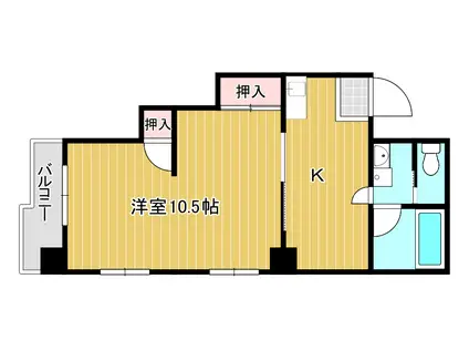 ギャランドラ富士見(1K/4階)の間取り写真