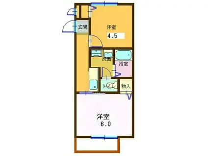 サンライフ・アイD棟(2K/2階)の間取り写真