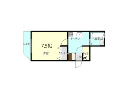 コンチネンタルイナリハイツ(1K/4階)の間取り写真