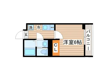 ユーフォリア長町南(1K/2階)の間取り写真