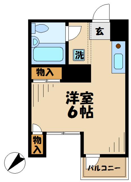 サンドルフ多摩(1K/2階)の間取り写真