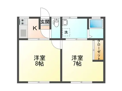 丸茂ハイツ(2K/1階)の間取り写真