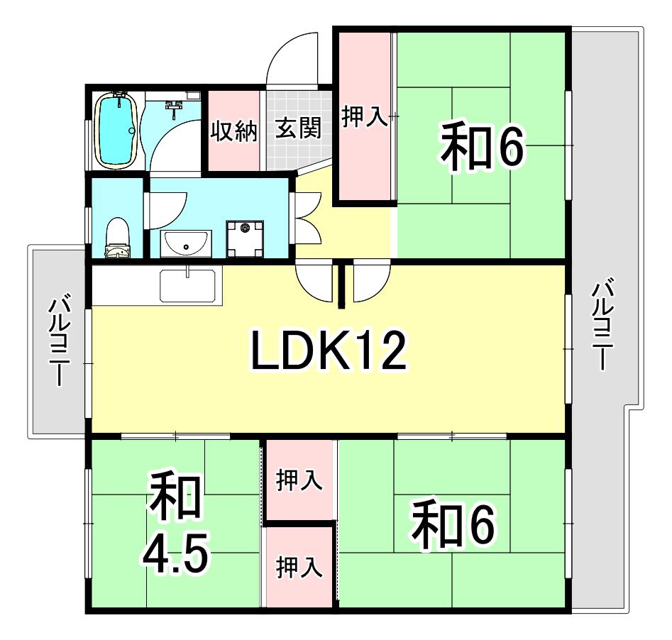 新多聞第3211号棟(3LDK/5階)の間取り写真