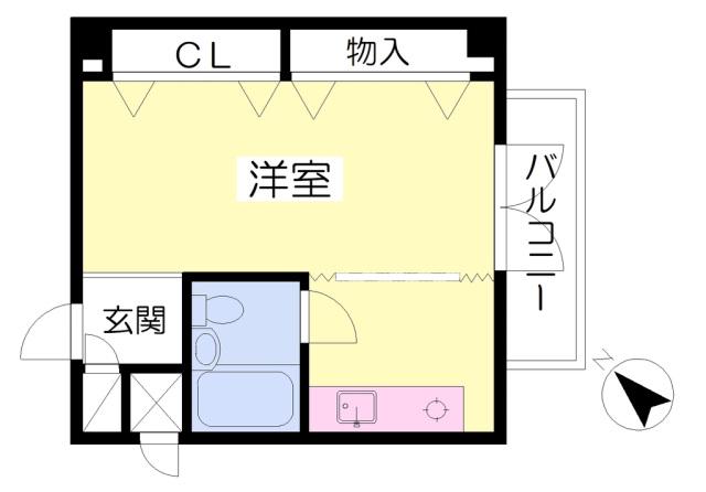 サンプラザベビードール(ワンルーム/2階)の間取り写真