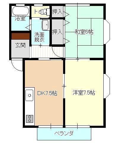 溜屋ハイツIII(2DK/2階)の間取り写真