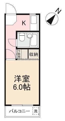 サニーハイツ宮脇(1K/1階)の間取り写真