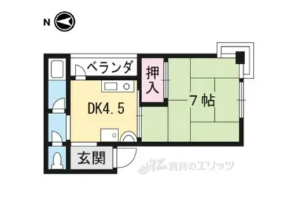 中央ハイツナカハラ(1DK/4階)の間取り写真