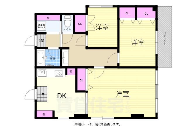 土手ビル(3LDK/2階)の間取り写真