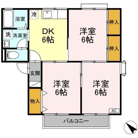 ロイヤルストークA(3DK/2階)の間取り写真