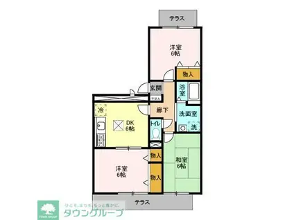 ハイツサンピーチC(3DK/1階)の間取り写真