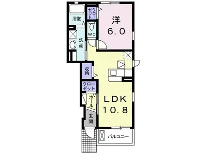 カーサ・ソラーナ(1LDK/1階)の間取り写真