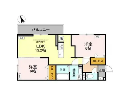 ROSALIDE ロザリード(2LDK/2階)の間取り写真