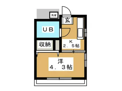 グランツハイム(1K/2階)の間取り写真