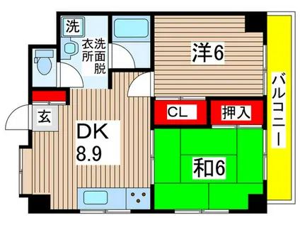 蔵王ヴィラ四街道(2DK/4階)の間取り写真
