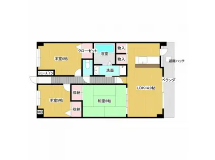 アーバンライフ相田(3LDK/6階)の間取り写真