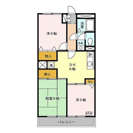 M.Sマンション(3DK/1階)の間取り写真