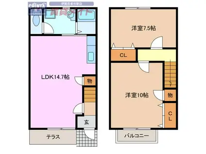 BRANCHE B棟(2LDK/1階)の間取り写真