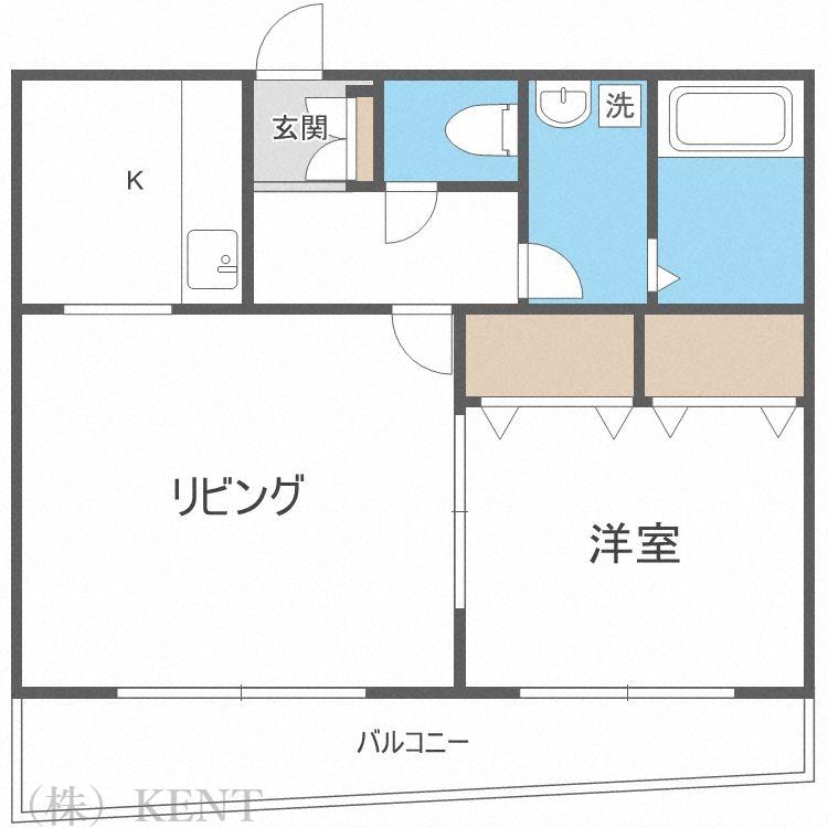 ブルーリーフ桑園(1LDK/1階)の間取り写真