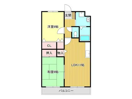 リベルテ曳馬(2LDK/1階)の間取り写真