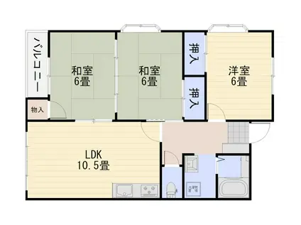 グリーンハイムクムラ(3LDK/2階)の間取り写真