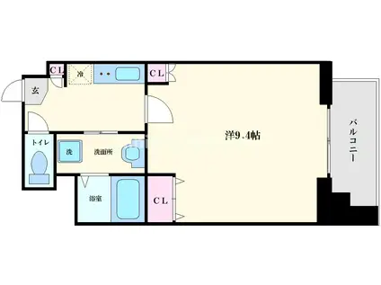 アクティ天満橋(1K/3階)の間取り写真
