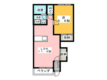 ヴェールメゾン(1LDK/1階)の間取り写真