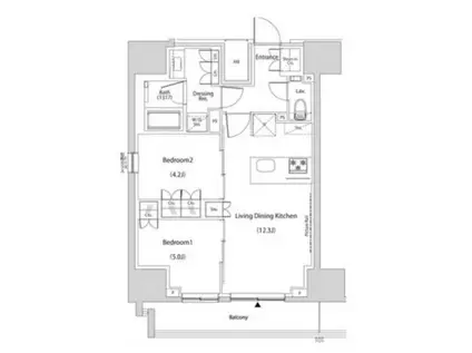 ザ・パークハビオ新中野(2LDK/11階)の間取り写真
