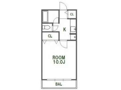 ライズコート川内(1K/2階)の間取り写真