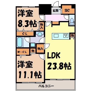 ロイジェント日吉(2LDK/11階)の間取り写真