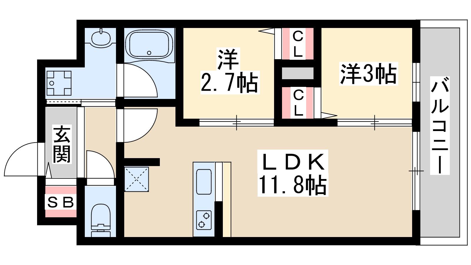 アーバングランデ新大阪(2LDK/5階)の間取り写真