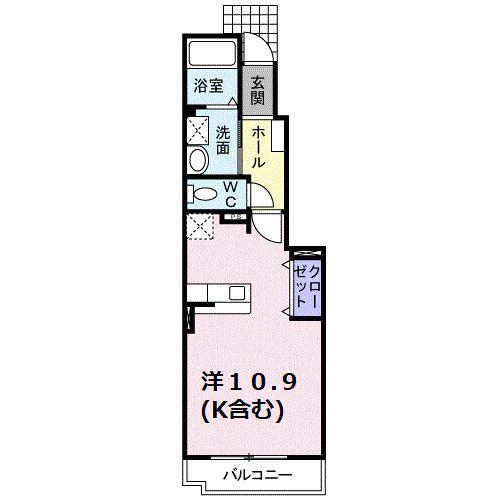 サンリバーヒルズ B(ワンルーム/1階)の間取り写真