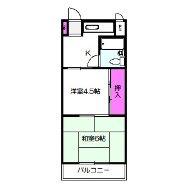 ブルースカイハイツ新森(2K/3階)の間取り写真